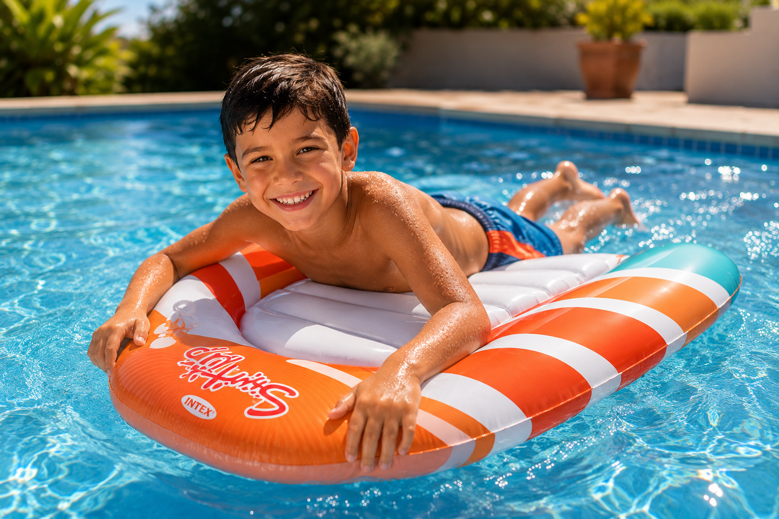 Intex Surf's Up – Tabla Hinchable Infantil Premium 84 x 79 cm | Flotador para Piscina y Playa | Vinilo Resistente | Fácil de Inflar | +6 Años