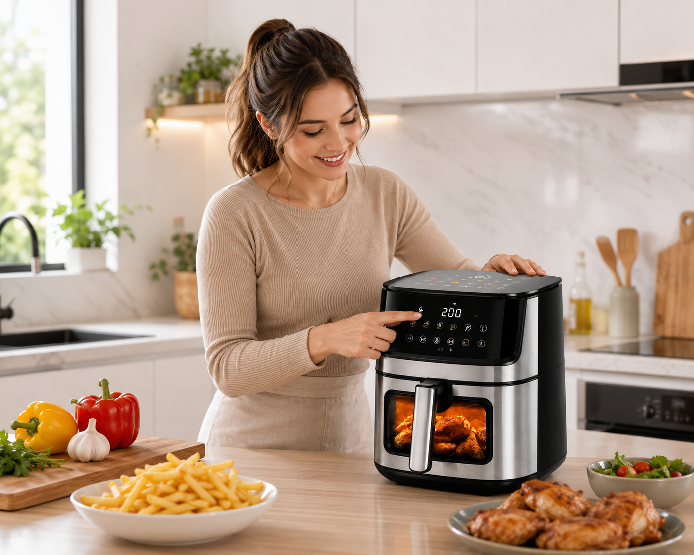 🔥 Freidora de Aire Royal Swiss XXL 8L | Ventana de Visualización y Panel Digital Táctil 🔥 Disfruta de comidas más saludables, crujientes y deliciosas para toda la familia con la comodidad de la tecnología Royal Swiss. 🍽️✨