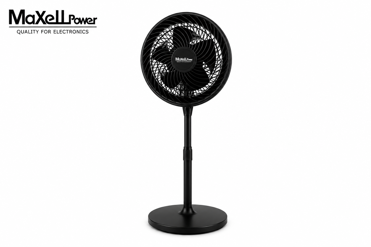 Ventilador de Pie 90W de Alta Velocidad | 5 Aspas | 3 Velocidades | Altura Regulable | Rejilla de Seguridad | Maxell Power