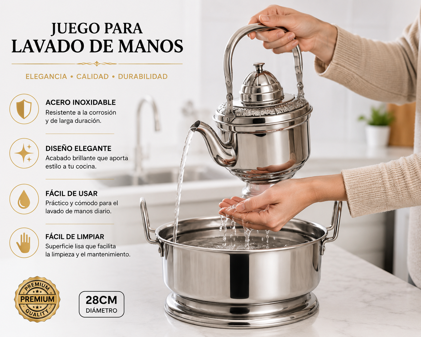 🔥 Set de Lavado de Manos Decorativo Premium 28 cm | Elegancia Tradicional y Acabado de Lujo 🔥 Una pieza exclusiva que combina tradición, funcionalidad y distinción para realzar cualquier espacio. ✨🏺🏡