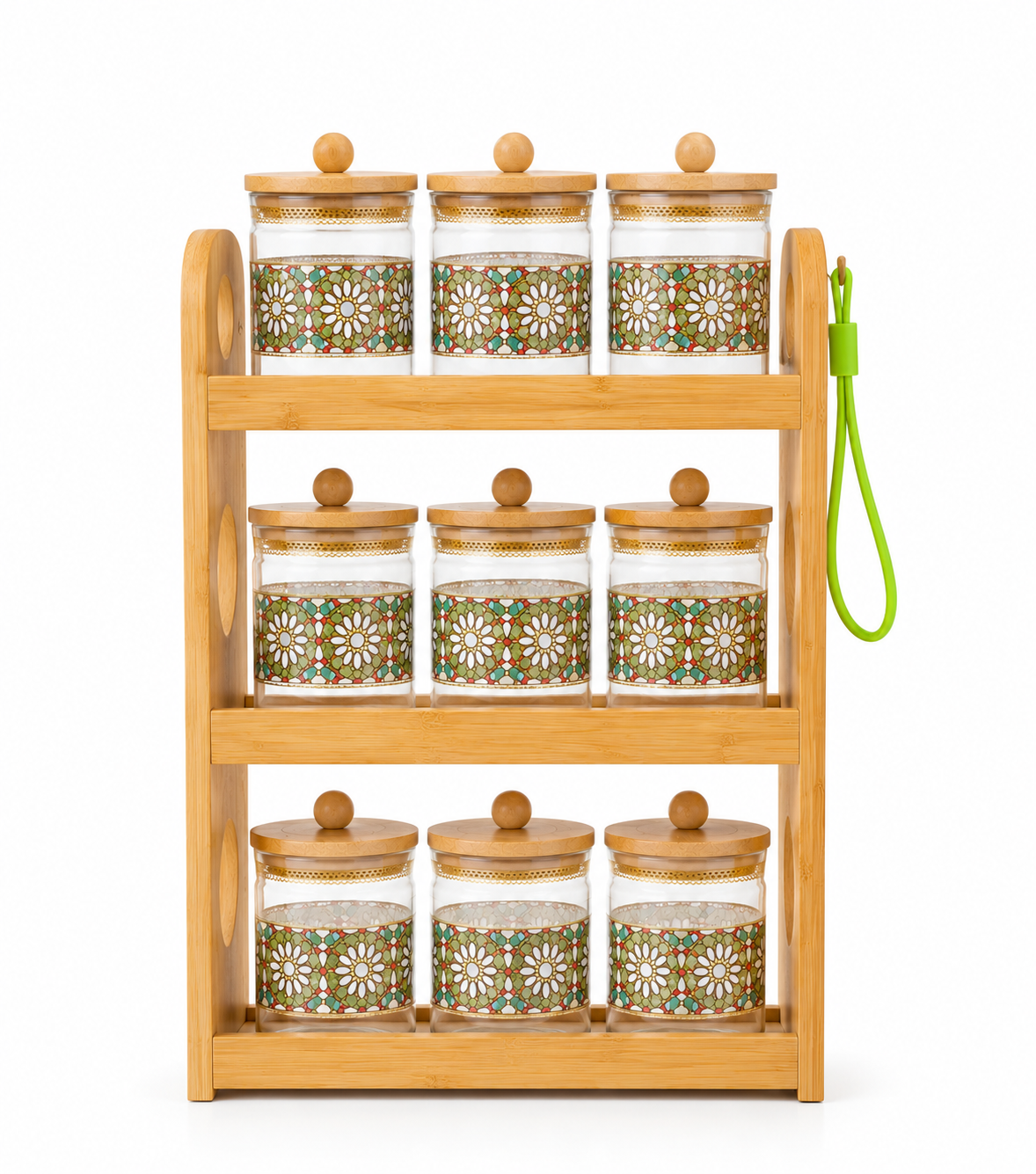 🔥 Set de Especieros Decorativos 9 Piezas | Frascos de Vidrio con Tapas de Bambú y Soporte Incluido 🔥 La combinación perfecta de organización, elegancia y funcionalidad para mantener tu cocina siempre impecable. 🌿✨🏡