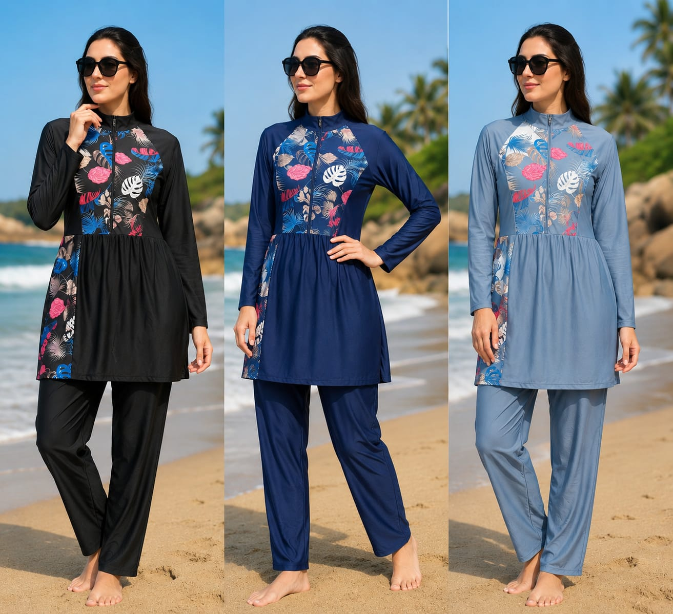 Burkini Mujer 2 Piezas | Traje de Baño Modesto con Protección UV | Secado Rápido | Manga Larga | Ideal para Playa y Piscina