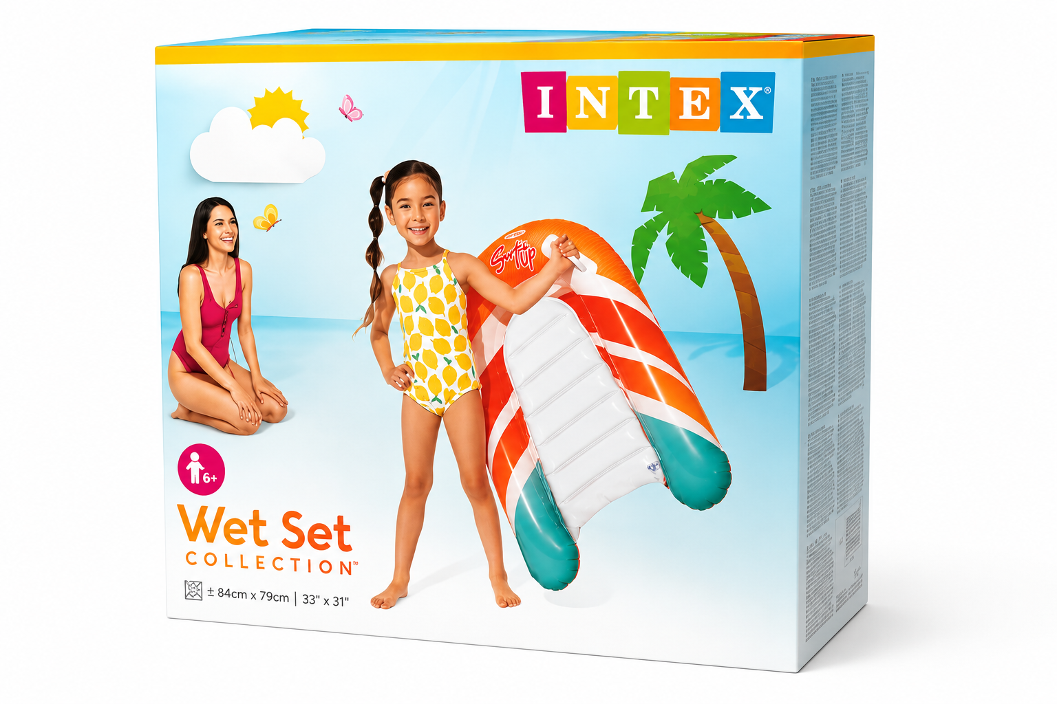 Intex Surf's Up – Tabla Hinchable Infantil Premium 84 x 79 cm | Flotador para Piscina y Playa | Vinilo Resistente | Fácil de Inflar | +6 Años