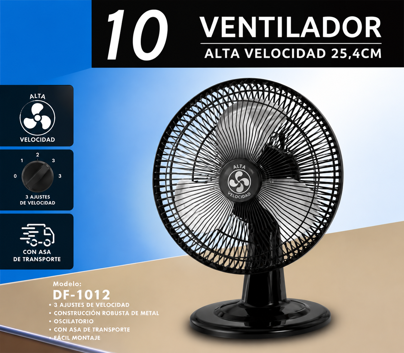 Ventilador de Alta Velocidad 10 25.4 cm