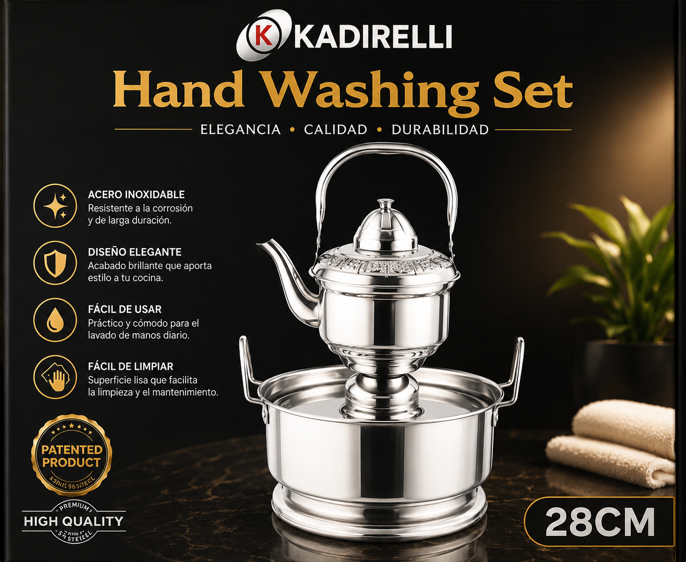 Set de Lavado de Manos Kadirelli 28 cm
