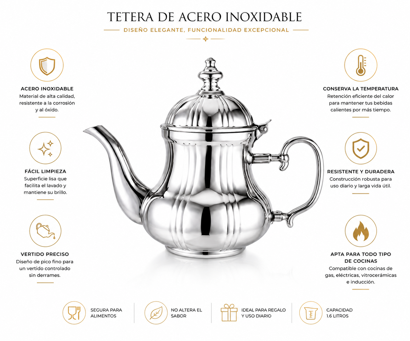 🔥 Teteras Home Deluxe de Acero Inoxidable | Diseño Elegante en Acabado Dorado y Plateado 🔥  Una combinación perfecta de belleza, calidad y tradición para disfrutar de tus bebidas favoritas con estilo. 🫖✨☕
