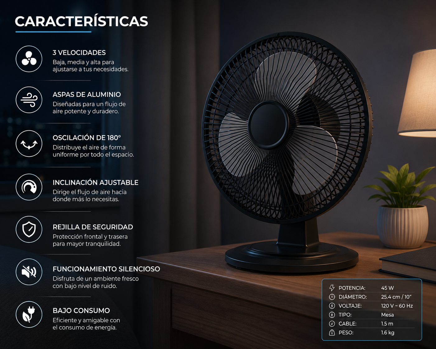🔥 Ventilador de Sobremesa Maxell Power | Compacto, Potente y Silencioso 🔥  La solución perfecta para disfrutar de una brisa fresca y confortable en cualquier momento del día. 🌬️✨