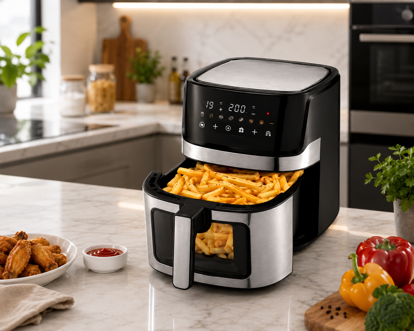 🔥 Freidora de Aire Digital 6,5L con Ventana de Visualización | Cocina Saludable Sin Aceite 🔥  La forma más fácil de disfrutar de comidas deliciosas, crujientes y saludables para toda la familia. 🍟✨