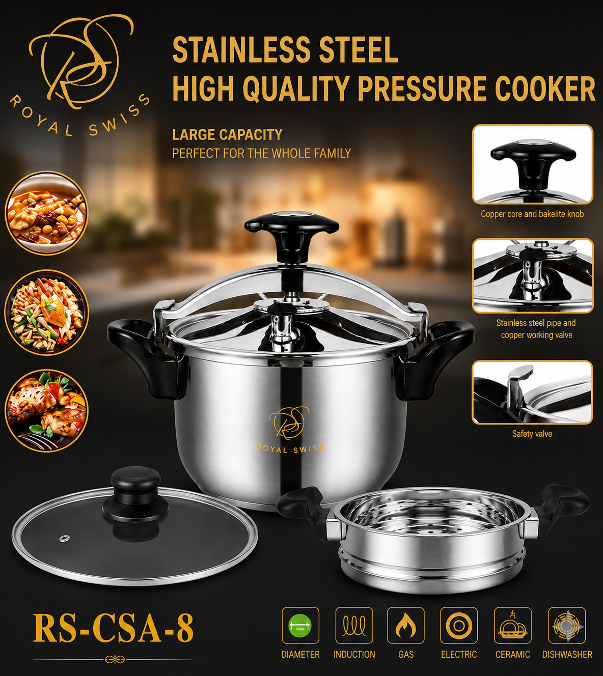 Olla a Presión de Alta Calidad Royal Swiss