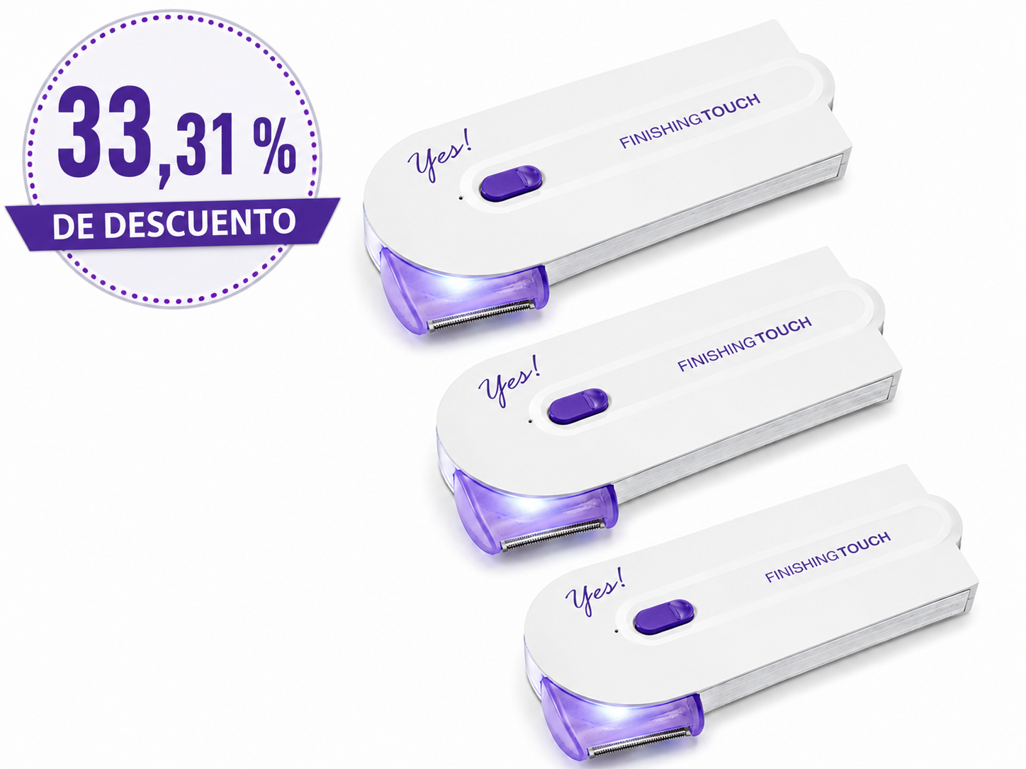 🔥 Depilador Eléctrico Finishing Touch Yes! | Depilación Sin Dolor y Recargable 🔥  Disfruta de una piel suave y perfecta en cualquier momento con una depilación rápida, cómoda y segura. ✨💖