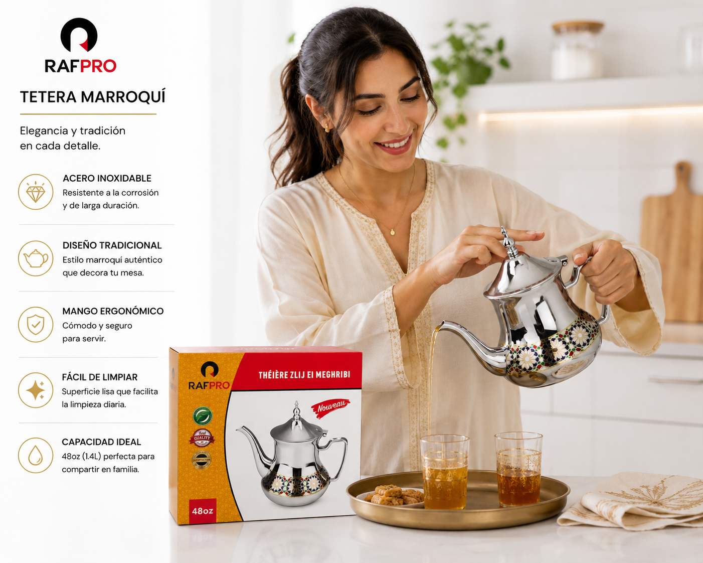 🔥 Tetera Marroquí Tradicional Premium | Elegancia Artesanal para Té e Infusiones 🔥  Disfruta del auténtico ritual del té con una tetera que combina tradición, belleza y funcionalidad en cada detalle. 🫖✨
