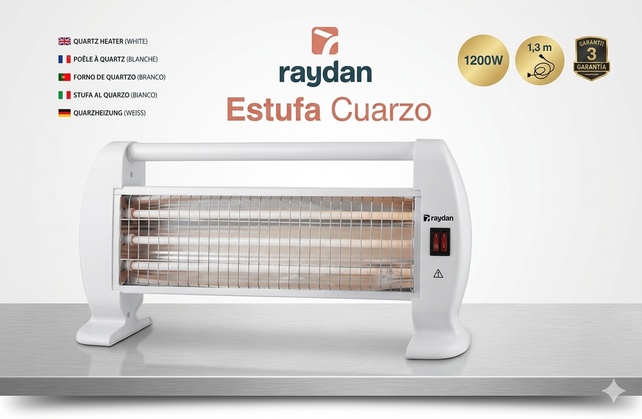 Estufa de Cuarzo Raydan Calor Rápido y Eficiente
