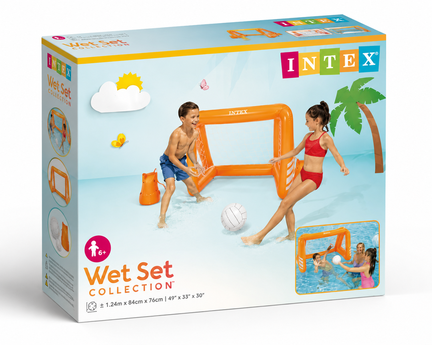 Portería Hinchable Infantil Intex Wet Set Collection | 124 × 84 × 76 cm | Incluye Balón Inflable | Juego para Piscina y Jardín | +6 Años