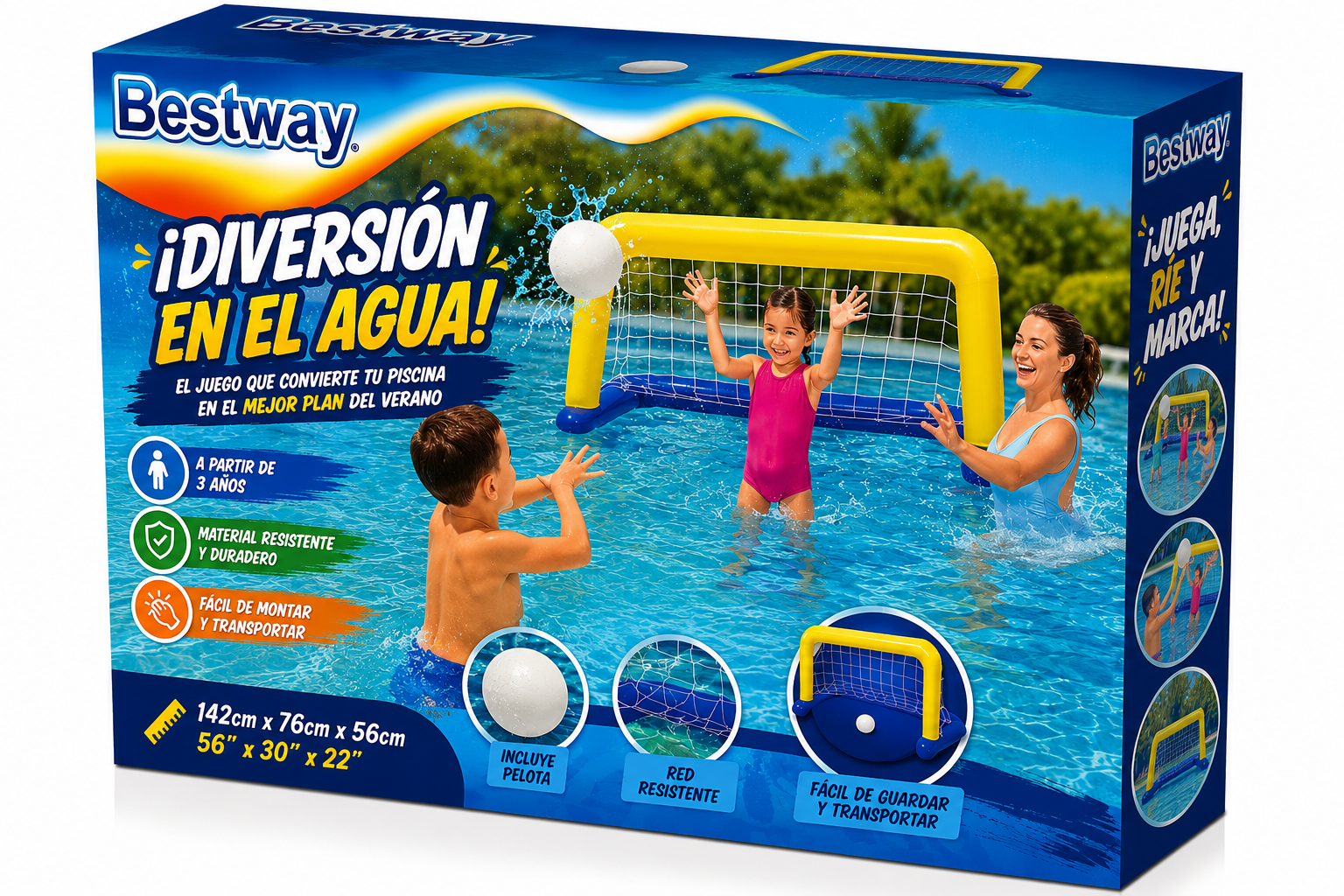 🏐 Portería Flotante Hinchable Bestway para Piscina | 142 × 76 cm | Incluye Balón Inflable | PVC de Alta Resistencia | Juego Acuático Infantil +3 Años